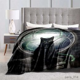 Blankets Black Blanket Plush Bedspread for Bed Sofa Fleece Flannel Animals Print Blankets Soft Warm Thin Quilt