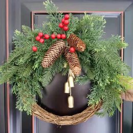 Christmas Decorations Red Christmas Wreath for Front Door Champagne Gold Window Wall Door Decorations Christmas Garland Ornament Guirnalda Navidad 231023