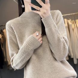 Women's Sweaters Women S Loose Fit Thickened Knitted Sweater With Half Turtleneck 100 Cashmere Autumn Winter Ribbed Cuffs And Hem