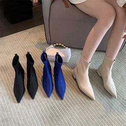 Boots New Arrival Women Woman Sexy Pointed Toe Flats Heels Ankle Booties Zipper Fashion White Black Ladies Shoes 220929