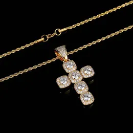 Pendant Necklaces Fashion Classic Gold Plated Cross Necklace For Women European And American Charm Micro Stone Stainless Steel Jewelry