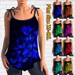 Women's Tanks Women's Fashion Sleeveless Vacation Going Out Streetwear U-Neck Regular Daily Basic Vest T Shirt Flower Printing Tank