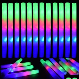 Other Event Party Supplies 60Pcs Led Foam Glow Sticks Flashing Batons Cheer Tube In The Dark Wedding 3 Modes Stick Toys Drop Deliv Dhqfd