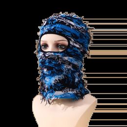 Cycling Caps Masks Balaclava Distressed Knitted Full Face Ski Mask Winter Windproof Neck Warmer for Men Women One Size Fits All 231024