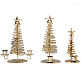 Candle Holders Promotion! 3Pcs/Set Home Decoration Candlestick Metal Pine Christmas Tree Holder