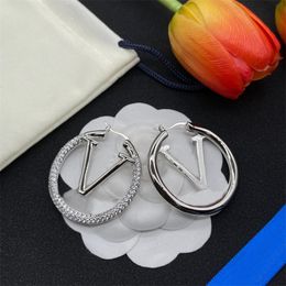 Designer Classic Womens Letter Earring Luxury Jewelry Hoop 4cm Silver Ear Ring For Women Crystal Jewellery Wedding Party Gifts Ear Studs