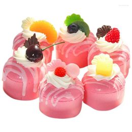 Decorative Flowers 6pcs Artificial Cake Models Fake Ornaments Simulated Decor Props Sticker Showcase Soft Fragrance Model