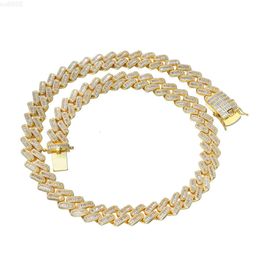 Fashion Jewellery Body Chain Gold Plated Iced Out Baguette Diamond Miami Sterling Silver 10mm Two Tone Cuban Link Chain Necklace