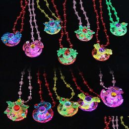 Other Event Party Supplies 20Pcs Led Light Gyro Rotating Necklace Childrens Toys Kid Birthday Gifts Halloween Decor Guest Carnival Dhy9E