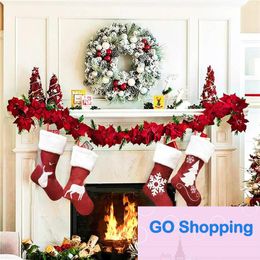 factory outlet 46cm Top Christmas Stocking Hanging Socks Xmas Rustic Personalised Xmas Snowflake Decorations Family Party Holiday Supplies