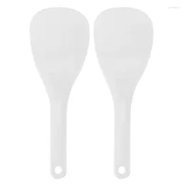 Spoons 2X Kitchen Dotted White Plastic Flat Rice Scoop Paddle Meal Spoon