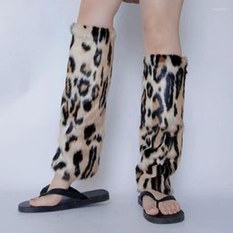 Women Socks Harajuku Plush Leopard Print Baggy Winter Warm Foot Cover Drop