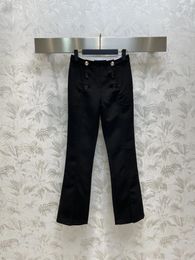 Women's Pants Early Autumn Style Double-breasted Split Small Black Micro Version Type Full Of Atmosphere Easy To Wear