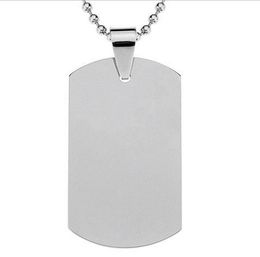 DHL Blank Engravable Stainless Steel Dog Tag Military Shape Men Pendant for boys Customised 100 pcslot Whole5322609