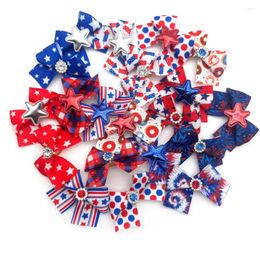Dog Apparel 50/100PCS Handmade Pet Hair Bows 4th Of July Accessories Rubber Bands Supplies Grooming