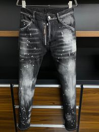 Italian fashion European and American men's casual jeans high-end washed hand polished quality Optimised 9903