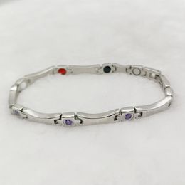 Charm Bracelets Designer Fashion Jewellery Ladie Girls High Quality Beautiful Purple Stones Stainless Steel Magnetic Bracelet 231023