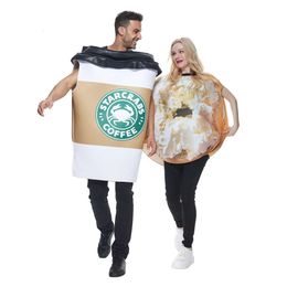 cosplay Eraspooky Halloween Party Couple Funny Adult Bagel and Costume Donut Coffee Cup Cosplay Outfit Carnival 2pcs Setcosplay