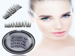 New 4pcs Easy Wear 3D No Glue Magnetic Eyelash False Eyelash 3 Magnet Full Strip Magnetic Lashes Reusable Fake Eye Lashes8608184