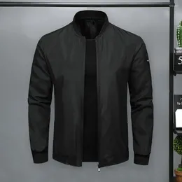Men's Jackets Men Coat Stylish Stand Collar Jacket With Zipper Closure Pockets Casual Spring For Soft Breathable Fall