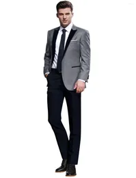 Men's Suits 2 Pieces Grey Suit Jacket Waistcoat Trouser Tailored Sold Tuxedo