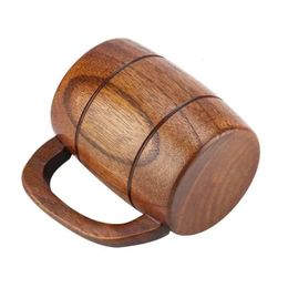 Mugs Natural Wooden Beer Mug Cup Retro Big Capacity Tea Water Classic Wood Drinking with Handle Bar Drinkware for Alcohol 231023