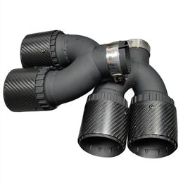 1 Pair Three-layers Exhaust Muffler Tip Matte Black for All Cars Aluminium Carbon Alloy Y Style Rear Exhaust System