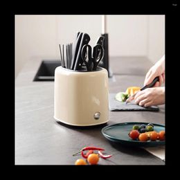 Kitchen Storage Utensil Holder Knife Block ABS Drainer Box Spoon Fork Chopsticks Organiser Creamy-White