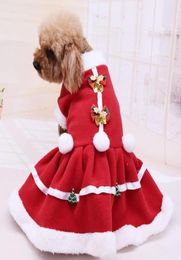 Dog Apparel 2021 Christmas Ornament Clothes Pet Dress Solid Colour Coat Vest Pets Cat Warm Up Jacket Cute Puppy7668095