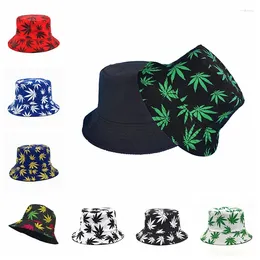 Berets Fashion Pattern Bucket Hats Men Women Cotton Outdoor Reversible Fisherman Caps Beach Fishing Hat Girl Boy CP024