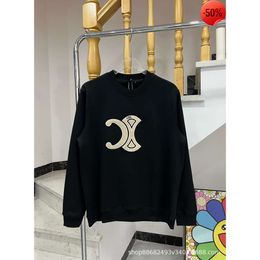 Correct version of C family 23SS large label stickers embroidered round neck sweaters for couples trendy casual clothes ins