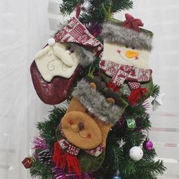Decorazioni natalizie Sacchetti regalo carini Sacchetto di caramelle Babbo Natale Pupazzo di neve Alce Design classico Impiccagioni per alberi Natale per bambini