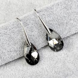 Dangle Earrings Korean Pear-shaped Drop For Women Genuine Austrian Crystal Hanging Pendant Female 2023 Trend Gift