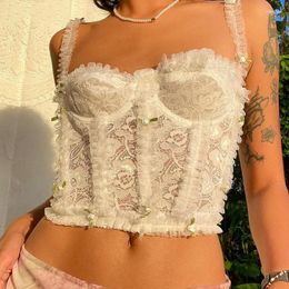 Women's Tanks Women's Women Summer Fairy Style Sexy Strap Vest Lace Sleeveless Transparent Slim Tank Top