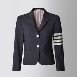 TB THOM Women's Jackets 2024 Korean Fashion Brand Blazers Jesery White 4-bar Jersey Coat Casual Business Suit Set Jackets
