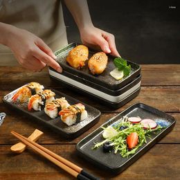 Plates 1pcs Japanese-style Ceramic Cooking Flat Sushi Plate Restaurant Tableware Household Side Dishes Rectangular Plate.