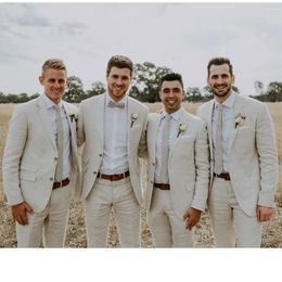 Men's Suits Men Suit For Wedding Groom 2023 Trajes Elegante Para Hombres Single Breasted Notched Lapel Linen Summer Slim Fit Custom Made