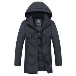 Men's Down Parkas Men's Detachable Hat Winter New Cotton-padded Jacket Middle-aged Men Hooded Windproof Casual Warm Cotton-padded Coat Regular J231024