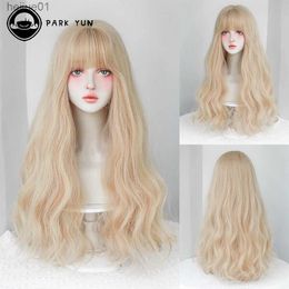 Synthetic Wigs Dense Long Wave Wig Women Wig with Bangs Blonde Cospaly Lolita Daily Party Synthetic Wigs Heat Resistant Fibre Natural Fake HairL231024