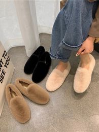 Dress Shoes Round Toe Woman Flats Soft Loafers Fur Casual Female Sneakers Comfortable Winter Lace Up Rome Rubber Basic Solid 231024