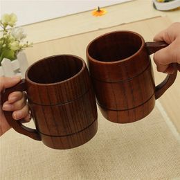 Mugs Big Promotion Ecofriendly 400ml Classical Wooden Beer Tea Coffee Cup Mug Water Bottle Heatproof Home Office Party Drinkware 231023