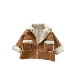 Jackets Baby Girls Boy Jacket Thicken Warm Suede Lamb Wool Kids Coat Autumn Winter Toddler Kids Outerwear Clothing 231023