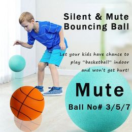 Sportleksaker som studsar Mute Ball inomhus tyst basket 24 cm skum basket tyst mjuk bollstorlek 7 luft studsa korgboll 357 sport leksak 231023