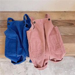 Trousers Children Overalls Girls Pants 2023 Spring And Autumn Loose Korean Style All Match Solid Color Corduroy Kids Casual