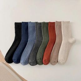 Men's Socks Autumn Winter Mens Casual Fashion Solid Colour Black Blue Grey Men Business Male Breathable Elastic Cotton Long