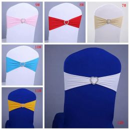 Spandex Elastic Wedding Chair Cover Sash Bands Wedding Birthday Party Elastic Chair Buckle Sash Decoration 17 Colours Available