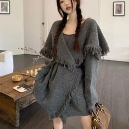 Women's Knits Hsa Winter Cape Thick Classic Printed Coat 2023 Poncho Women Shawl Scarf Cloak Loose Big Pendulum Warm Cardigan