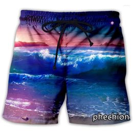 Men's Shorts Phechion Fashion Men/Women Ocean Wave Art 3D Print Casual Novelty Streetwear Men Loose Sporting L126