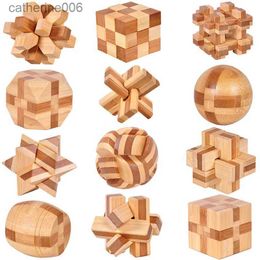 Other Toys Wooden Kong Ming Lock Lu Ban Lock IQ Brain Teaser Educational Toy for Kids Children Montessori 3D Puzzles Game Unlock Toys AdultL231024