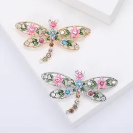 Brooches Rhinestone Dragonfly Brooch For Women Vintage Coat Suit Clothing Accesories Enamel Flower Insect Pin Wedding Party Jewellery Gift